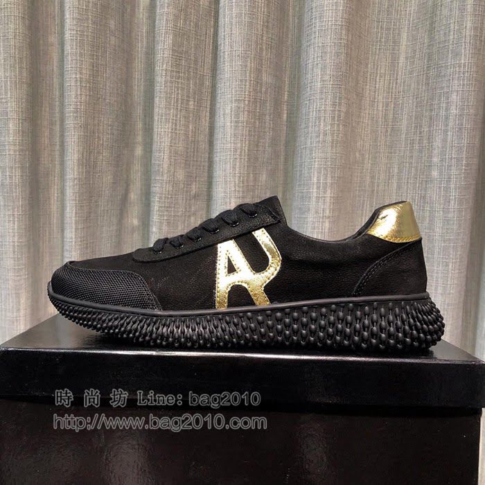 Armani男鞋 高端品質 品牌logo裝飾 荔枝紋牛皮 阿瑪尼低幫休閒男鞋  jpx1261
